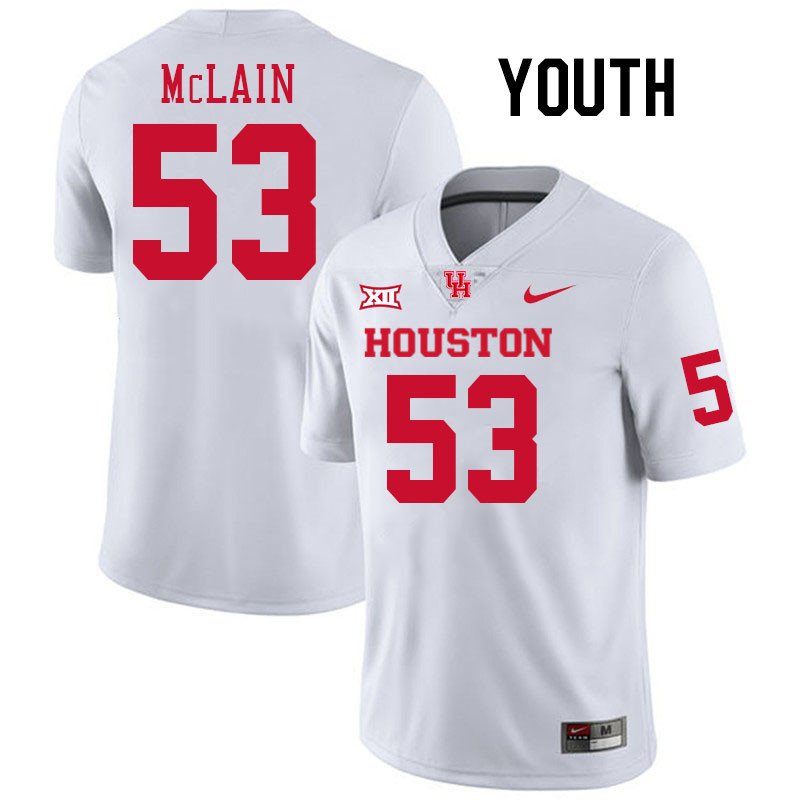 Youth #53 Ronnell McLain Houston Cougars College Football Jerseys Stitched-White